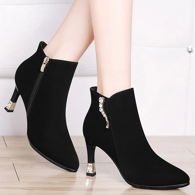 

Centennial Boots WOMEN'S High-heeled Shoes 2019 Autumn And Winter New Style Martin Boots Thin Heeled Dull Polish Short Boots WOM