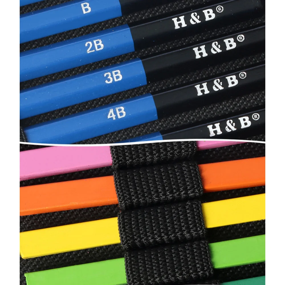 H& B 74 шт./компл. профессиональный набор для рисования эскиз цветные карандаши комплект 2B/4B/6B искусство рисования-арта с сумкой для переноски