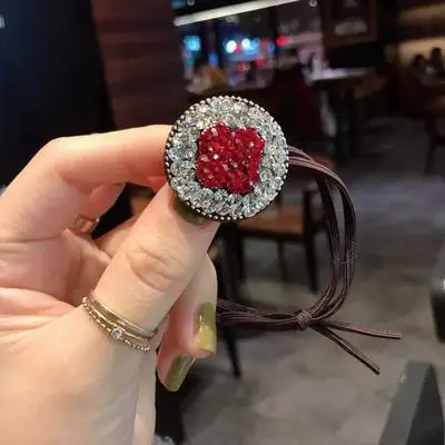 Корейские весенние новые стильные Цветочные Стразы, аксессуары для волос, банты для волос, эластичные резинки для волос, резинки для волос, кольцевые повязки на голову для девочек - Цвет: I