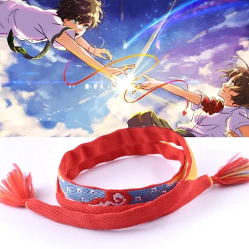 

Lover Bracelet Movie Your Name Bracelet Chain Jewelry Cosplay Handmade Red Bracelet Rope Charm Jewelry Kimi no Na wa Fashion
