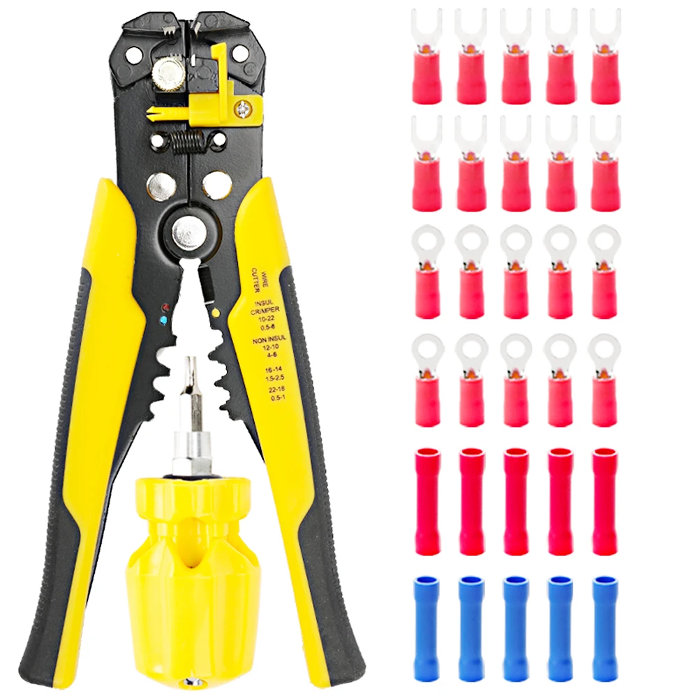 

Stripping tool with terminals Kit Multifunctional Cable Wire Stripper Wire Cutter Crimping Pliers Stripping Tool Crimping Tool