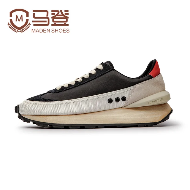 Maden Vintage Canvas Jogging Shoes Sneakers For Men70s Rubber Couple Models Casual Sports Forrest Shoes Breathable Footwear Black