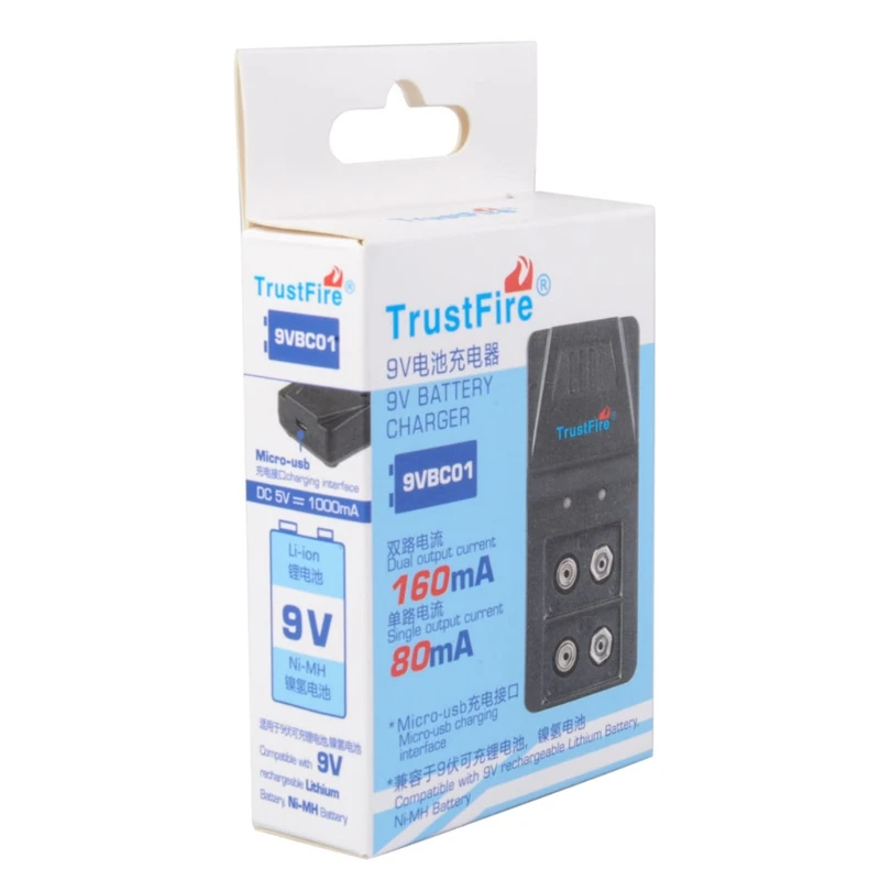 USB 9V 6F22 зарядное устройство 2 слота для 9V перезаряжаемый Li-lon и Ni-MH аккумулятор