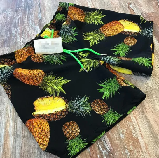 

Men Hot Selling Beach Shorts 2017 AliExpress New Style Printed Pineapple Swimming Trunks Europe And America Summer Shorts 7632