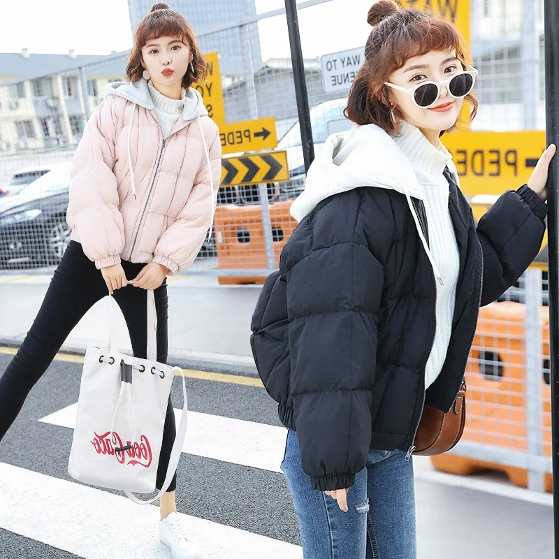 

2019 Winter New Style down Coat Short Cotton-padded Jacket Cotton-padded Clothes Women's Thick Coat Hooded Sweet College Style C