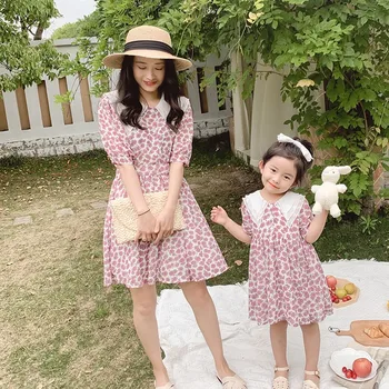 

Girls' parent-child dresses 2020 new summer models girls chiffon long skirt net red foreign gas female dress