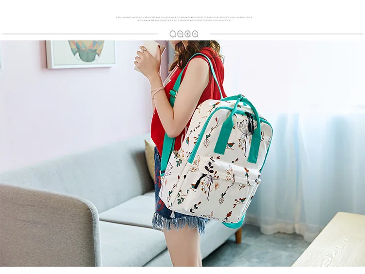 Flower print bag female College wind school students backpack girls Bagpack Mochila Multifunction large capacity Laptop backpack