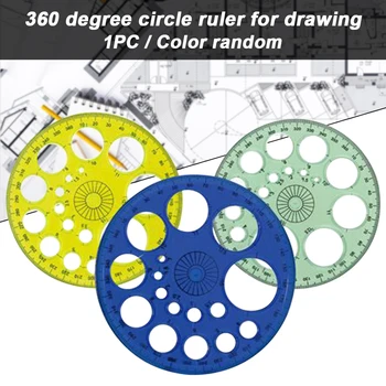 

School Protractor Geometry Office Stationery Portable Round Ruler Template Patchwork 360 Degree Hollow Drafting Supplies