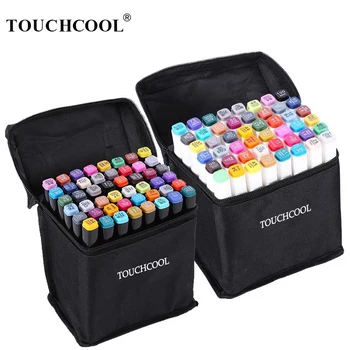 

TOUCHCOOL Markers Pen Set 40/60/80/168 Color Animation Sketch Marker Dual Head Drawing Art Brush Pens Alcohol Based with 6 Gifts