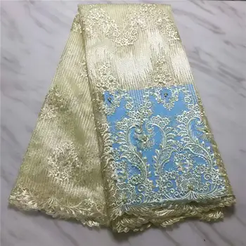

2020 African Lace Fabric Embroidered Nigerian Laces Fabric Bridal High Quality French Tulle Lace Fabric For Women Dress PSA742-5