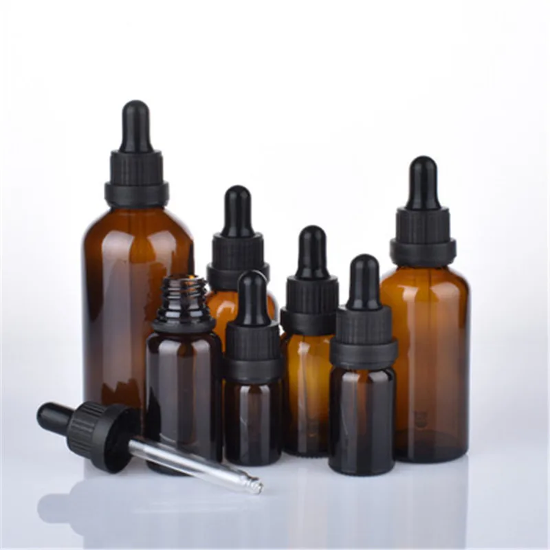 10pcs/lot Empty Amber Bottle Glass Aromatherapy Liquid Dropper essential basic massage oil Pipette Refillable Bottles