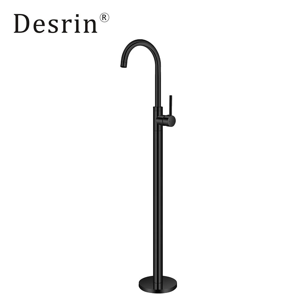 

Desrin Bath Brass Matte Black Bathtub Floor Stand Faucet Mixer Gold Chrome Archaize Single Handle Mixer Tap 360 Rotation Spout