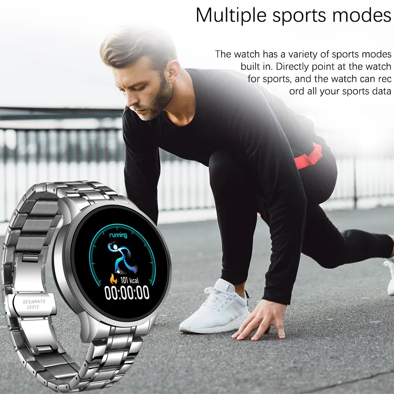 

LIGE Waterproof Smartwatch Fitness Tracker Men's Steel Band Sports Frame Pedometer Multifunctional Smart Watch for Call Reminder