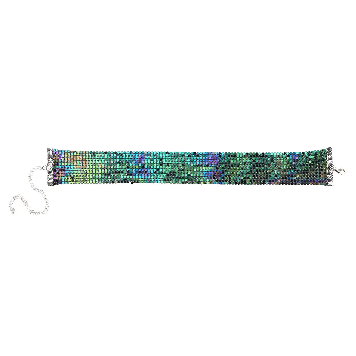 Блестящий гладкий Регулируемый широкий сетчатый плоский чокер металлический воротник ожерелье для женщин девочек Rave танцевальный костюм аксессуары