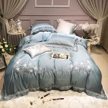 

Luxury Embroidery 80S Tencel Four-Piece Set Spring and Summer Bare Sleeping Silky Bedding set bedding sets