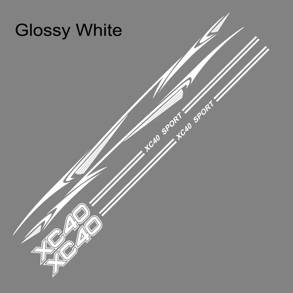 Для Volvo XC40 XC60 XC90 автомобильный боковой декор для двери s виниловый автомобильный Стайлинг боковые полосы для юбки наклейки обертывания наклейки для тела аксессуары - Название цвета: Glossy  White