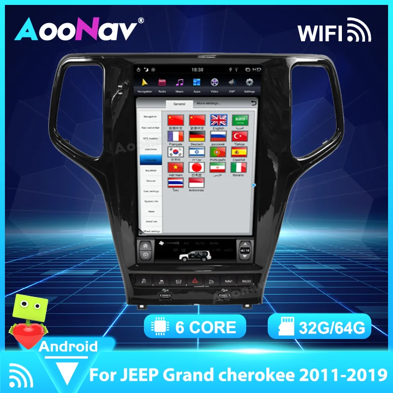 

Android 9 Car GPS Navigation 13.6 Tesla Style Vertical Screen For JEEP Grand Cherokee 2014-2021 Auto Radio Stereo Multimedia