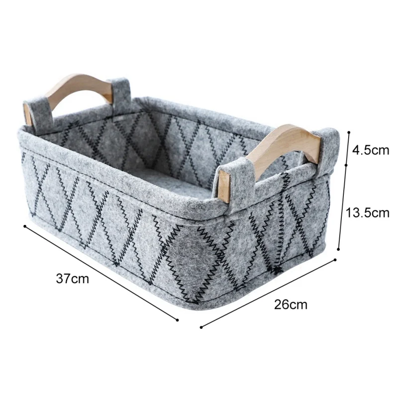 Modern Style Rectangular Felt Fabric Storage Baskets Portable Bedroom Cloths Toy Organizer Containe