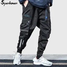 Мужские Хип карго Брюки до щиколотки Harajuku уличная джоггеры Брюки Повседневный Пояс Тактические Брюки мешковатые шаровары Новые