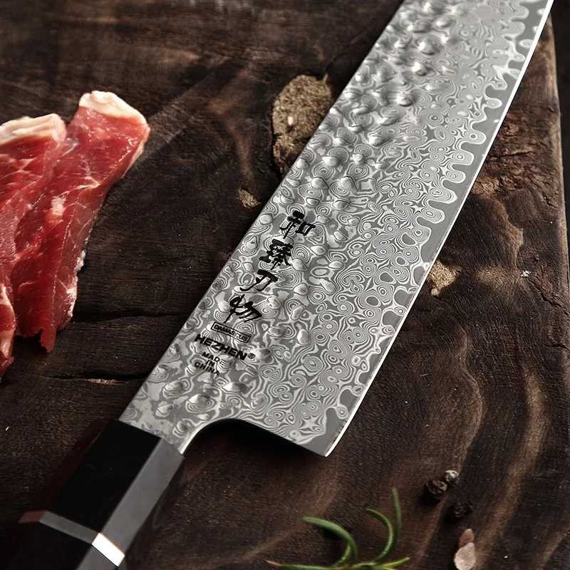 HEZHEN 3 шт. шеф повара + Gyuto Универсальный нож Japan VG10 из дамасской стали оригинальные
