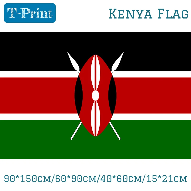 

Free shipping 90*150cm/60*90cm/40*60cm/15*21cm Kenya Flag Polyester 5*3FT Banner For World Cup National Day Olympic Games