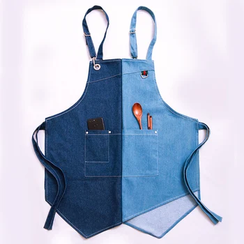 

Cowboy apron Korean fashion custom printed LOGO tea shop coffee shop baking nails men and women personality overalls