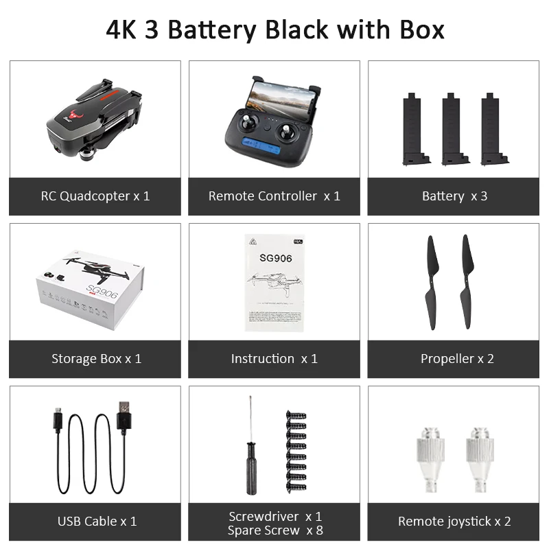3B Black with CB Профессиональный Дрон SG906 с двойным gps, 5G, wifi, FPV, с Селфи, складная, 4 K, HD камера, Радиоуправляемый Дрон, складной Квадрокоптер, 800 м, на большое расстояние - Цвет: 3B Black with CB