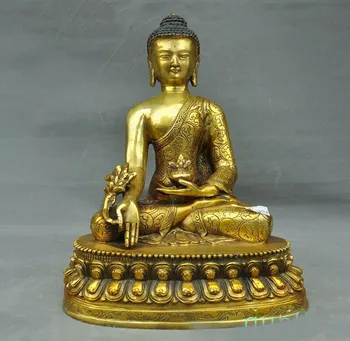 

wedding decoration 11"Tibetan Buddhism Bronze Gilt Shakyamuni Medicine Buddha Bhaisajyaguru statue