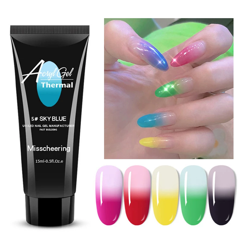 

15ml Thermal Polygel Polish Nails Extension Building Acrylic Poly Gel Temperature Color Changing UV LED Quick Builder Gel