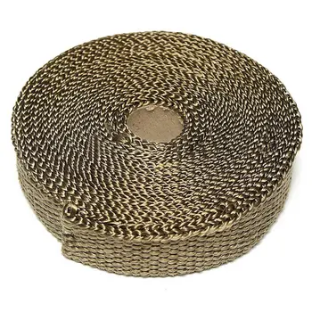 

New SI-AT24002 2.54cmx1.60mmx7.5m Titanium Gold Exhaust Pipe Thermal Insulation Cloth Anti-scalding Turbine Band