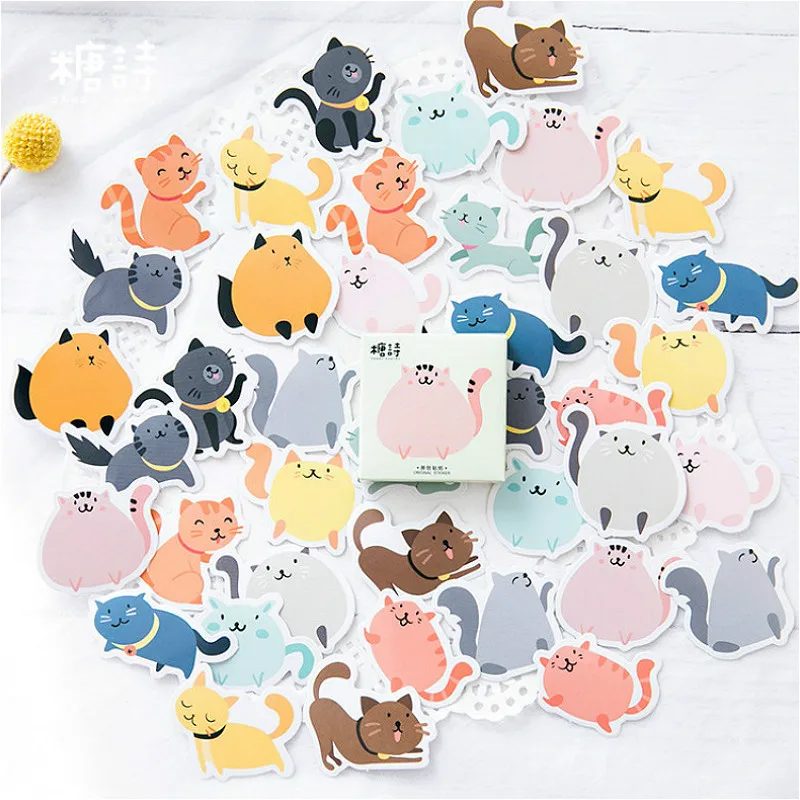 36 шт./лот Kawaii супер милый кот наклейки на стену для детской комнаты Декоративные
