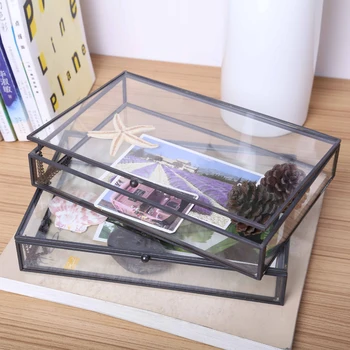 

CREATIVE NORDIC STYLE RETRO GLASS JEWELRY STORAGE BOX JEWELRY DISPLAY BOX DESKTOP STORAGE ORGANIZATION HOME DECORATION