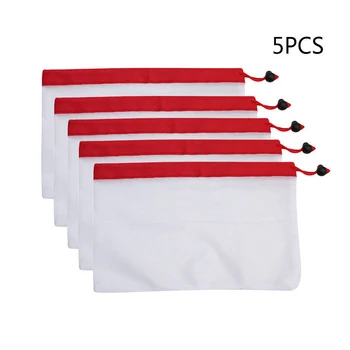 

Reusable Produce Mesh Bags Rope Vegetable Fruit Toy Bags Storage Pouch Practical Mesh Bags Random Color