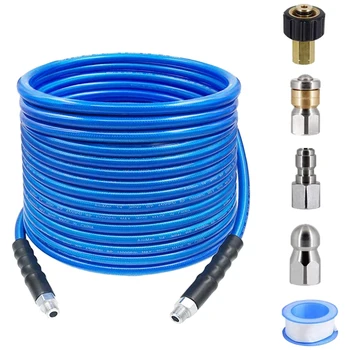 

High Pressure Washer Hose, 4000 PSI 1/4 Inch NPT Sewer Jetter Kit for Pressure Washer Orifice 4.0, 4.5, 50 FT