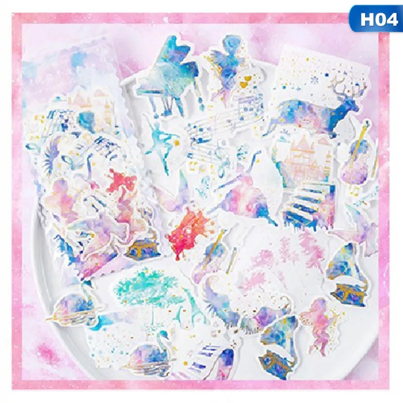 60 шт./упак. Kawaii Кит перо девушки Дневник бумажные наклейки маленькие Diy Бумага милые канцелярские наклейки Скрапбукинг хлопья - Цвет: 04