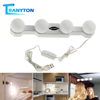 

LED Makeup Mirror Front Lamp 4pcs Light Bulbs Kit Makeup Mirror Vanity Lights USB Charging Dimmable Cosmetic Mirrors Fill Light