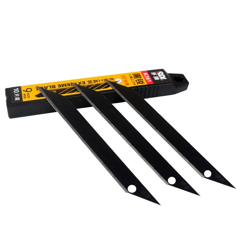 Utility Knife Blades 10pcs all black blade 30 degree acute angle paper cutting film engraving 75*9*0.4mm