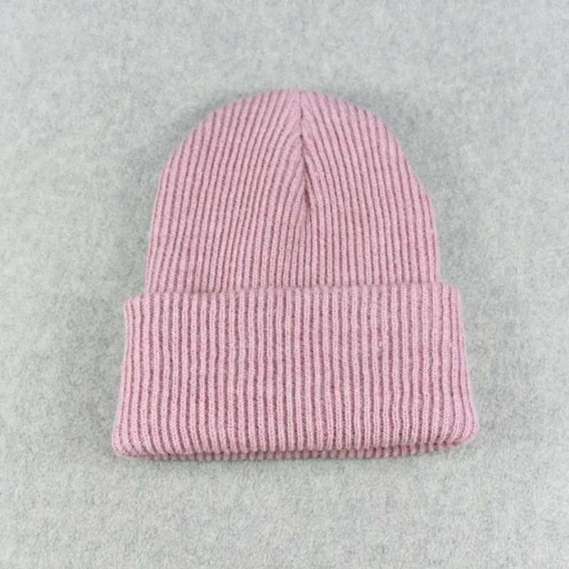 Skin pink 1 шт. Регулируемая теплая мягкая женская шапка свободного размера Удобная Осенняя 12 цветов эластичная шерстяная вязаная шапочка шляпа - Цвет: Skin pink