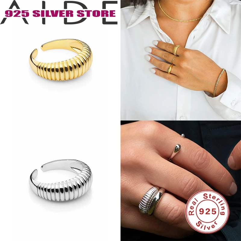 

Aide 925 sterling silver ring ins2020 new minimalist niche smooth twist open female ring ring gold ring for Women New Rings