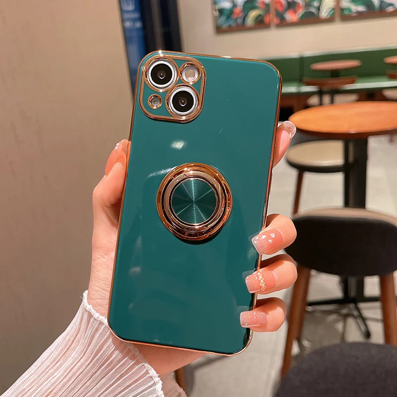 SLWYF Cover per iPhone 13 Pro Max con Cordino, Magnetica Custodia, Antiurto Cellulare Case, Confortevole anello da dito, Cover protettiva del telefono cellulare a prova di caduta, Blu