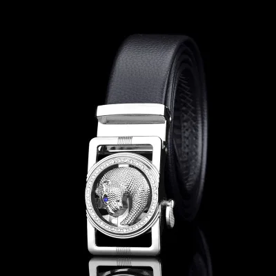 Модный бренд, кожаный ремень, деловые штаны, Ceinture Homme, Воловья кожа, пояс для брюк, автоматическая пряжка, мужская, леопардовая