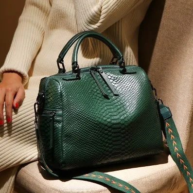 

Large Bag Women's 2019 New Style Autumn And Winter Versatile Glorious Crocodile Pattern Broadband Shoulder Bag Casual Large-Volu