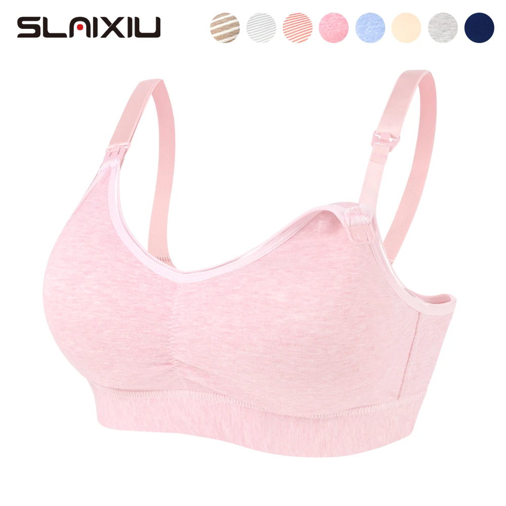 SLAIXIU Cotton Maternity Nursing Bra for feeding Open Buckle
