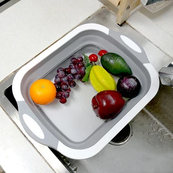 

The Foldable Xiancai Basins Chopping Board Multifunctional Utility Cutting Board Combo Dishes Cutting Board