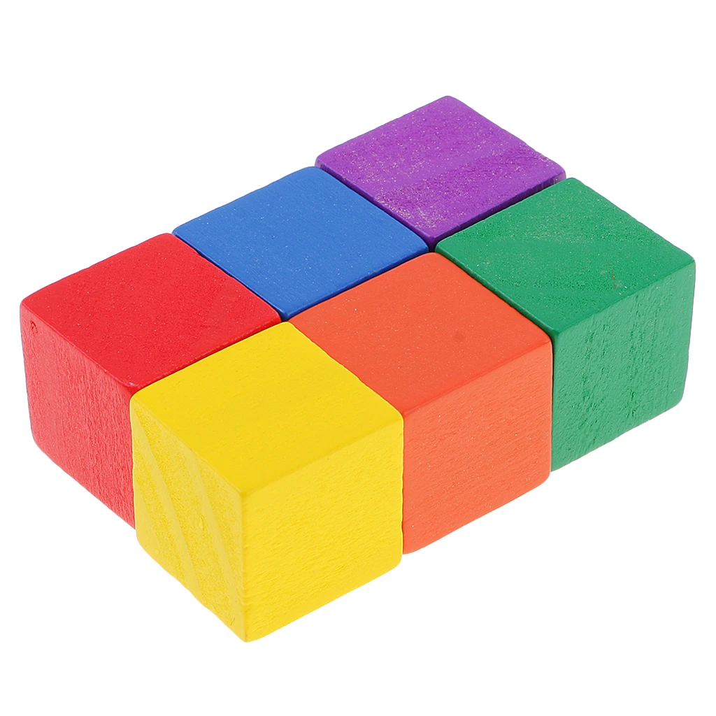 100pcs/Pack Multi-colored Wood Cubes Block for Kids Educational Toys Gift