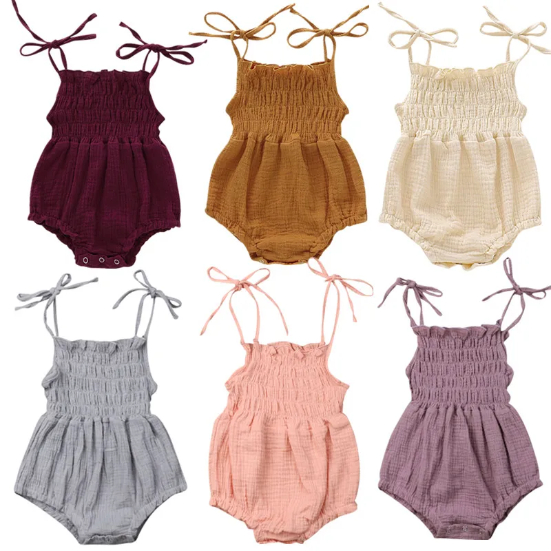 

6Color Summer Newborn Infant Baby Girl Solid Romper Jumpsuit Outfit Clothes Baby Clothing