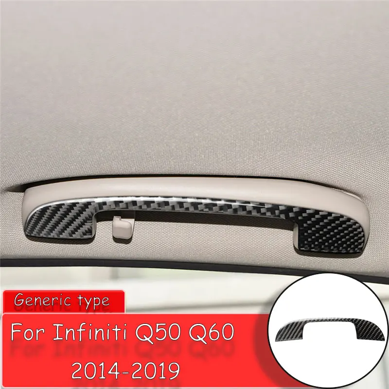 Car styling Carbon Fiber Sticker for Infiniti Q50 Q60- Left Right A Pillar Roof Handle Cover Trim Decor Sticke