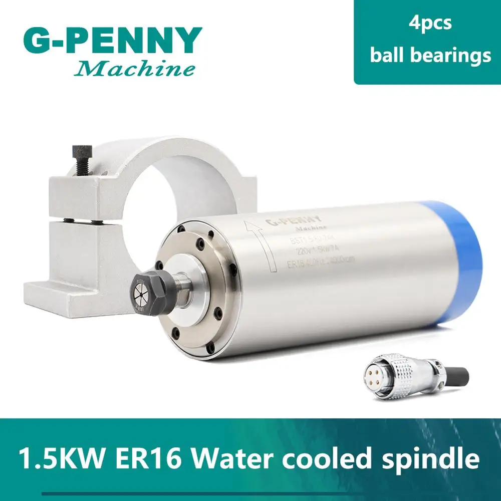 G Penny 220 В кВт ER16 CNC с водяным охлаждением Шпиндельный двигатель 80x мм 4 подшипника