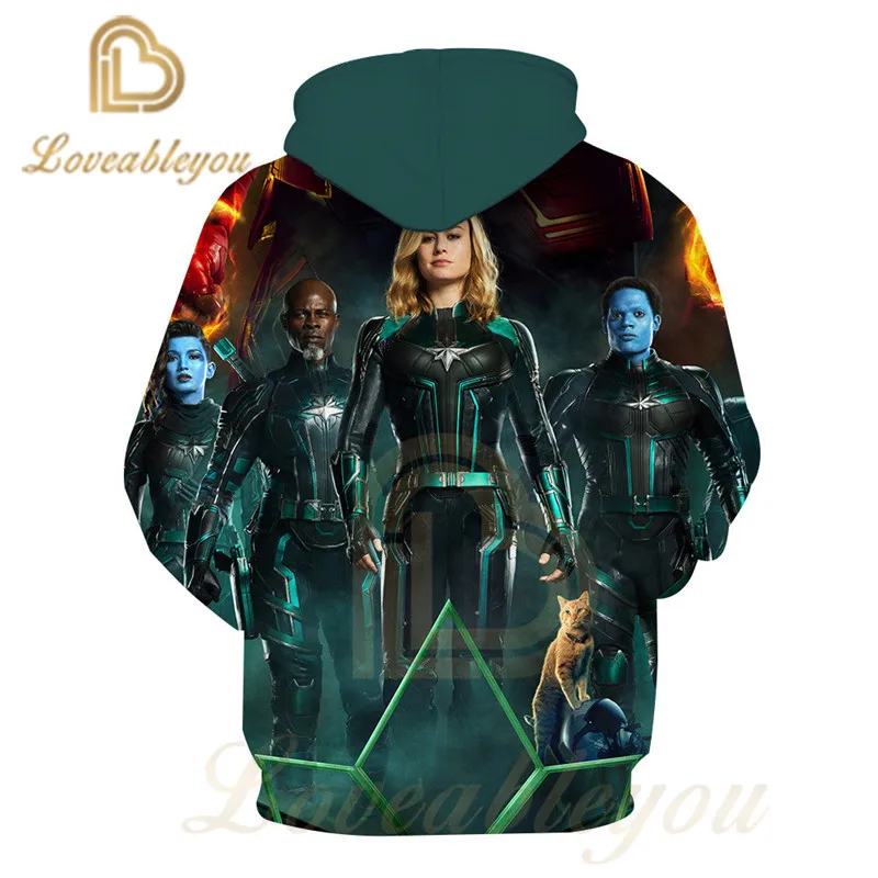 Капитан кофты с капюшоном "Marvel" MS с героями комиксов Марвел, Кэрол Дэнверс кофты Косплэй толстовки Повседневное Harajuku Стиль уличная топы