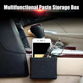 

Car Organizer Box Bag Air Outlet Dashboard Hanging Leather Mobile Phone Holder Automobile Vehicle Storage Bucket Car Accessories